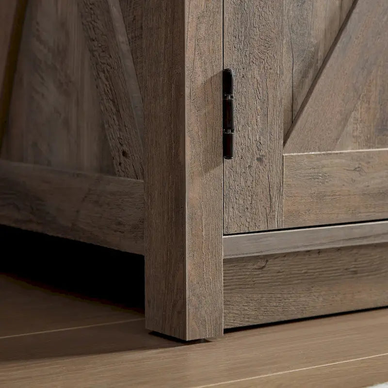 Farmhouse Barn door TV Media Stand Modern Entertainment Console for TV Up to 65  with Open and Closed Storage Space