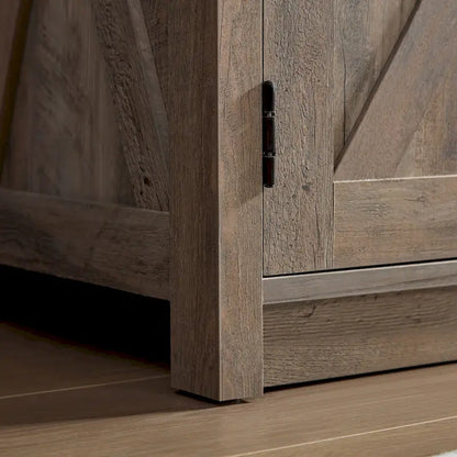 Farmhouse Barn door TV Media Stand Modern Entertainment Console for TV Up to 65  with Open and Closed Storage Space