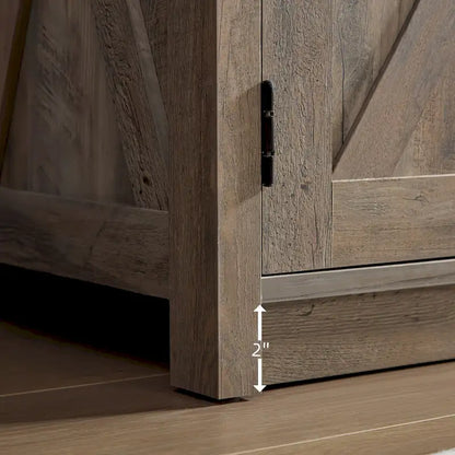 Farmhouse Barn door TV Media Stand Modern Entertainment Console for TV Up to 65  with Open and Closed Storage Space