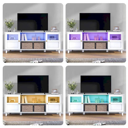 TV Stand Enterteinment Center Console with LED Lights - 59.7 in W * 22.6 in H * 16.1 in D
