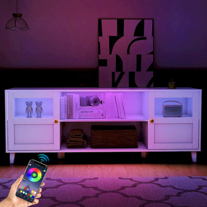 TV Stand Enterteinment Center Console with LED Lights - 59.7 in W * 22.6 in H * 16.1 in D