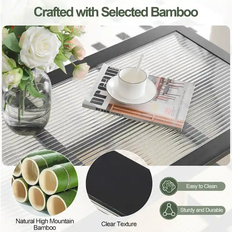 2-Tier Rectangular Coffee Table, Glass Top Sofa Table - 39.4 L x 19.7 W x 19.7 D