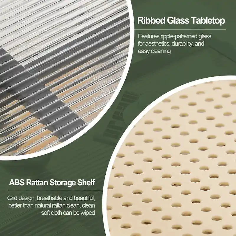 2-Tier Rectangular Coffee Table, Glass Top Sofa Table - 39.4 L x 19.7 W x 19.7 D