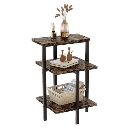 Modern 3 Tier End Table with Marble Tabletop