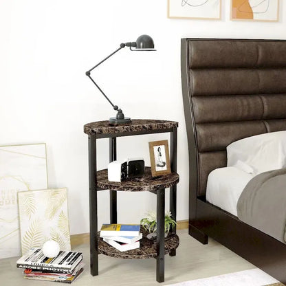 Modern 3 Tier End Table with Marble Tabletop