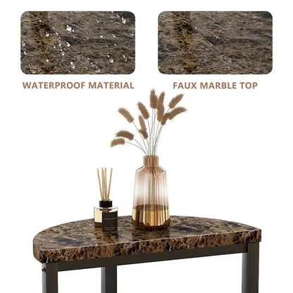 Modern 3 Tier End Table with Marble Tabletop
