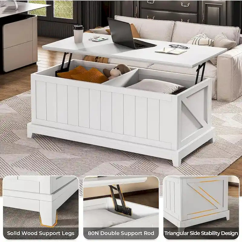 48 in Lift Top Coffee Table Storage Room Fence Design Farmhouse