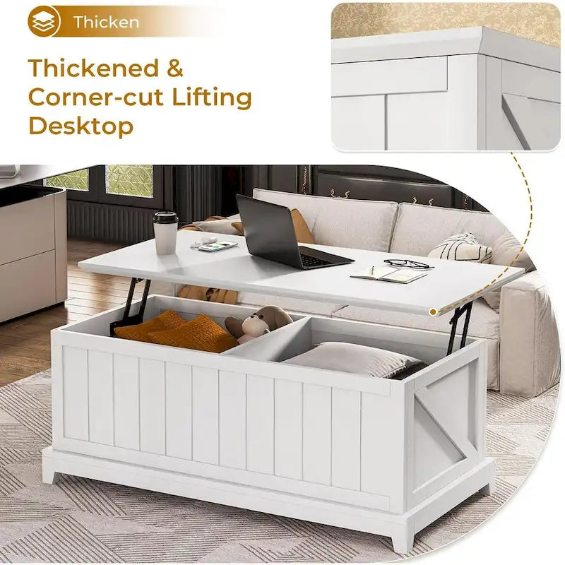 48 in Lift Top Coffee Table Storage Room Fence Design Farmhouse