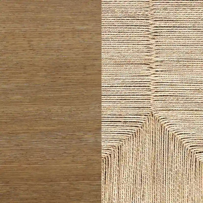 Beacon Bohemian Coffee Table with Storage, 2-Tier Rectangle Coffee Table with Solid Wood Legs and Seagrass Shelf