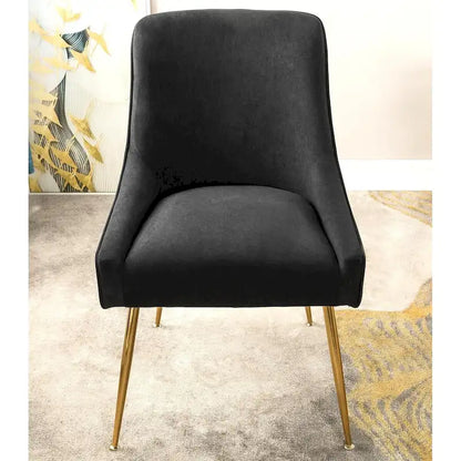 Luxury Velvet Chair with Elegant Scoop Back Design Gold Metal Legs and Soft Upholstery Comfortable Seating