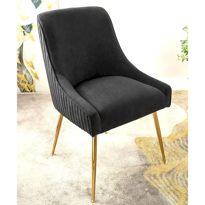 Luxury Velvet Chair with Elegant Scoop Back Design Gold Metal Legs and Soft Upholstery Comfortable Seating