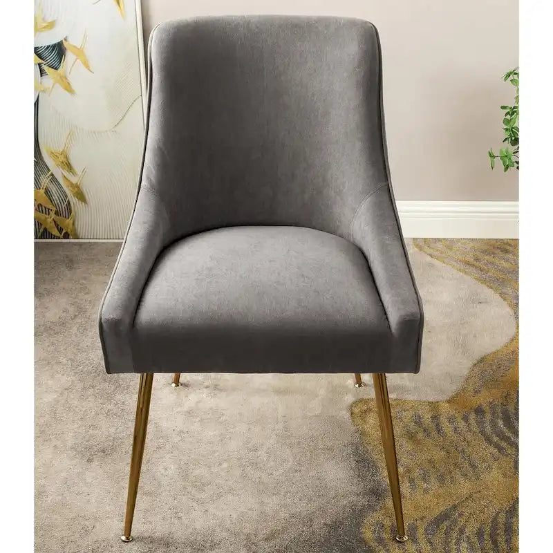 Luxury Velvet Chair with Elegant Scoop Back Design Gold Metal Legs and Soft Upholstery Comfortable Seating