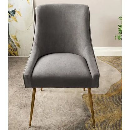 Luxury Velvet Chair with Elegant Scoop Back Design Gold Metal Legs and Soft Upholstery Comfortable Seating