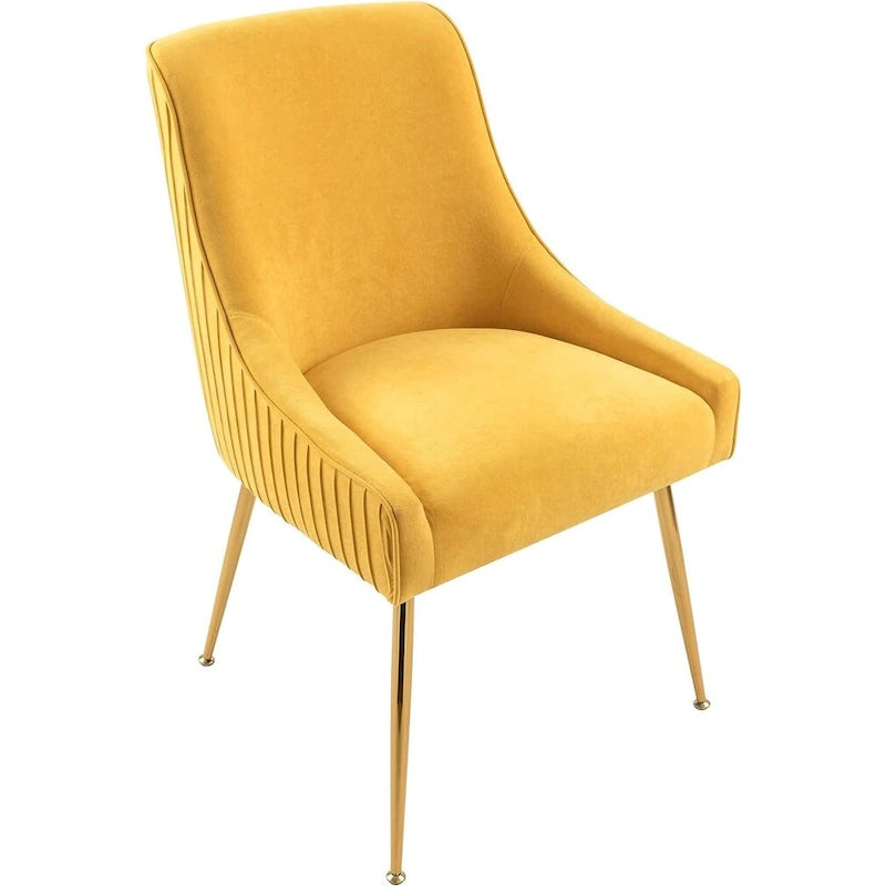 Luxury Velvet Chair with Elegant Scoop Back Design Gold Metal Legs and Soft Upholstery Comfortable Seating