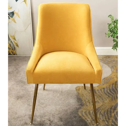 Luxury Velvet Chair with Elegant Scoop Back Design Gold Metal Legs and Soft Upholstery Comfortable Seating
