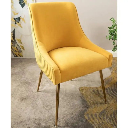 Luxury Velvet Chair with Elegant Scoop Back Design Gold Metal Legs and Soft Upholstery Comfortable Seating