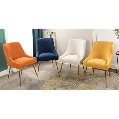 Luxury Velvet Chair with Elegant Scoop Back Design Gold Metal Legs and Soft Upholstery Comfortable Seating