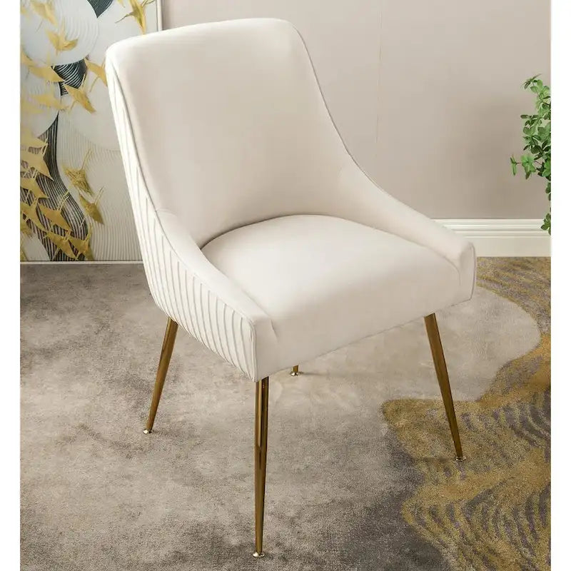 Luxury Velvet Chair with Elegant Scoop Back Design Gold Metal Legs and Soft Upholstery Comfortable Seating