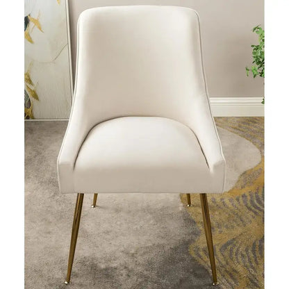 Luxury Velvet Chair with Elegant Scoop Back Design Gold Metal Legs and Soft Upholstery Comfortable Seating