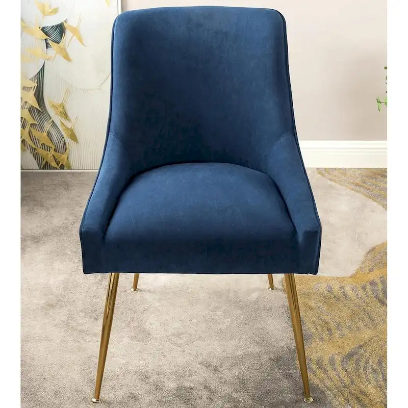 Luxury Velvet Chair with Elegant Scoop Back Design Gold Metal Legs and Soft Upholstery Comfortable Seating