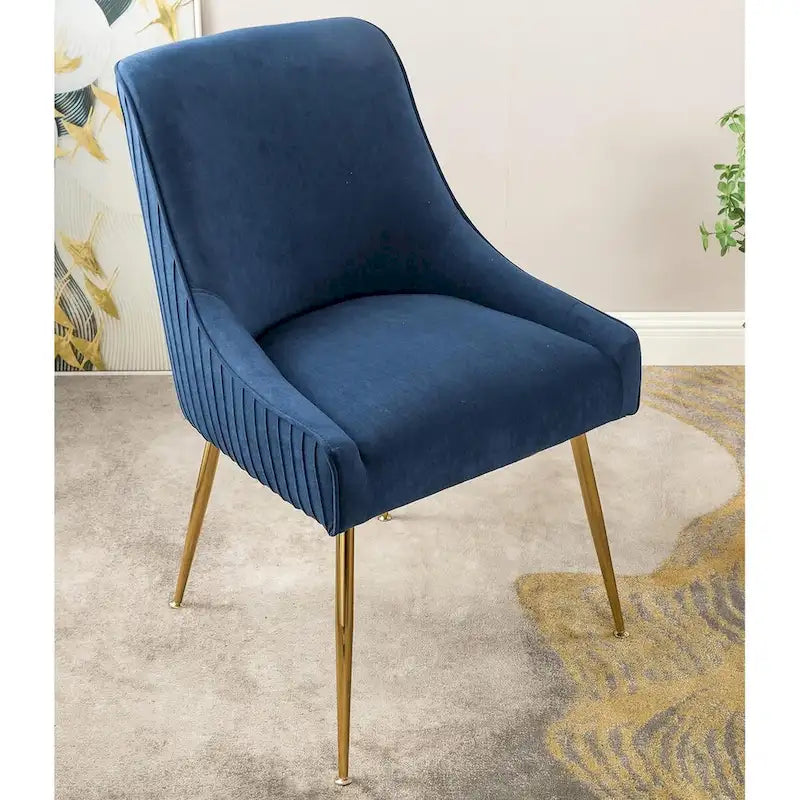 Luxury Velvet Chair with Elegant Scoop Back Design Gold Metal Legs and Soft Upholstery Comfortable Seating