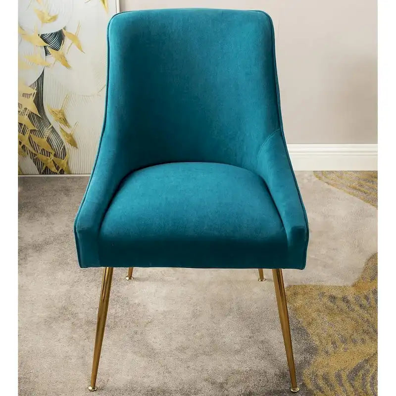 Luxury Velvet Chair with Elegant Scoop Back Design Gold Metal Legs and Soft Upholstery Comfortable Seating