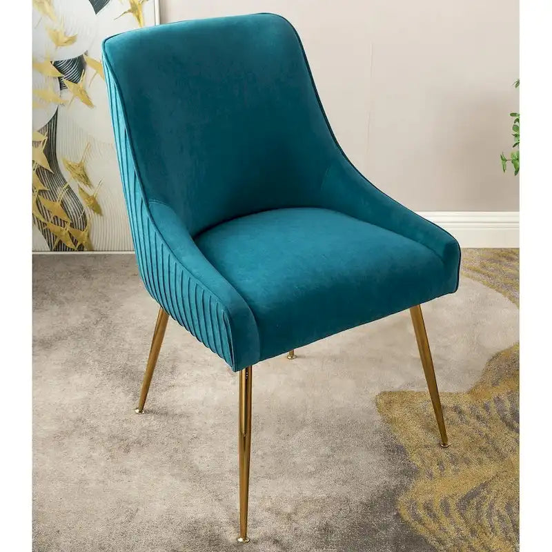 Luxury Velvet Chair with Elegant Scoop Back Design Gold Metal Legs and Soft Upholstery Comfortable Seating