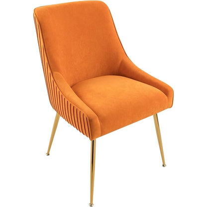 Luxury Velvet Chair with Elegant Scoop Back Design Gold Metal Legs and Soft Upholstery Comfortable Seating