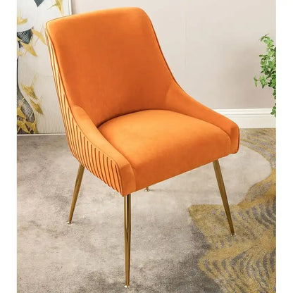 Luxury Velvet Chair with Elegant Scoop Back Design Gold Metal Legs and Soft Upholstery Comfortable Seating