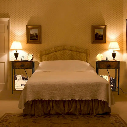 Set of 2 Nightstand with Charging Station