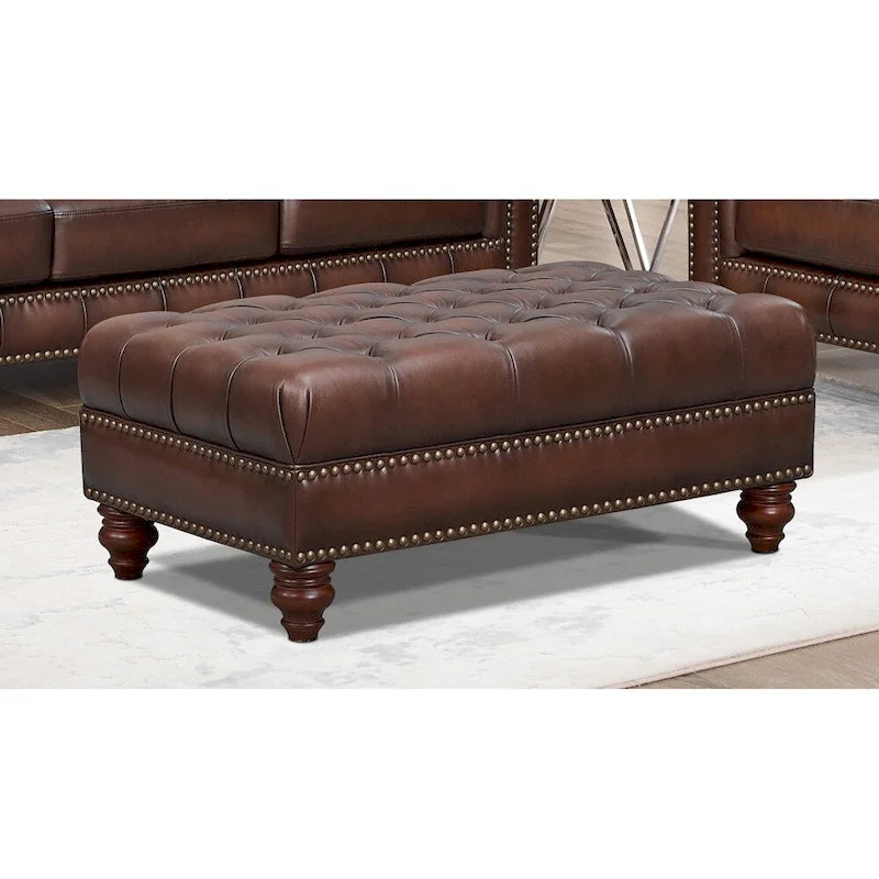 Hydeline Alton Bay Top Grain Leather Ottoman