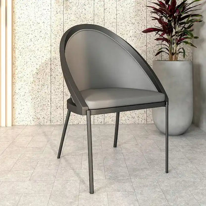 Urbane Upholstered Faux Leather Dining Chair with Powder Coated Steel Legs by LeisureMod