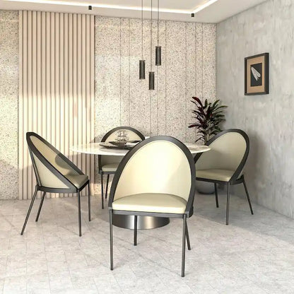 Urbane Upholstered Faux Leather Dining Chair with Powder Coated Steel Legs by LeisureMod