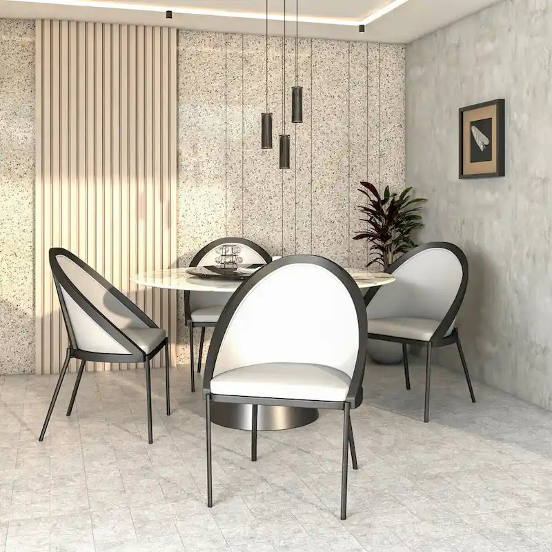 Urbane Upholstered Faux Leather Dining Chair with Powder Coated Steel Legs by LeisureMod