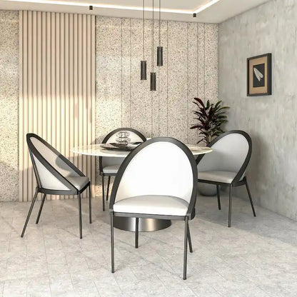 Urbane Upholstered Faux Leather Dining Chair with Powder Coated Steel Legs by LeisureMod