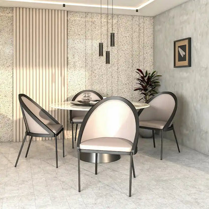 Urbane Upholstered Faux Leather Dining Chair with Powder Coated Steel Legs by LeisureMod