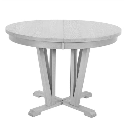 Extendable Dining Table Set Round Trestle Table and 4 Dining Chairs