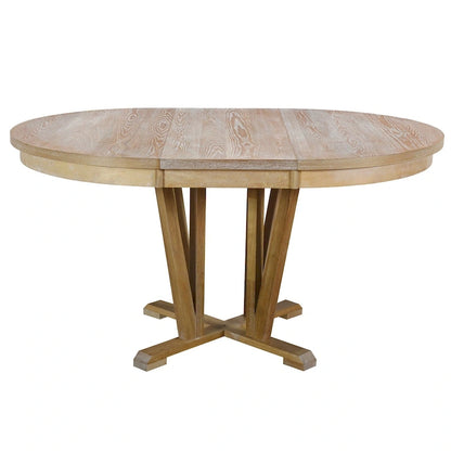 Extendable Dining Table Set Round Trestle Table and 4 Dining Chairs