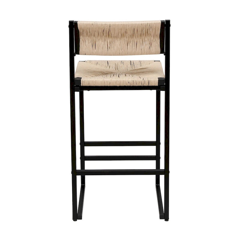 Bar Stools Set of 2 Paper Rope Weave Dining Chairs