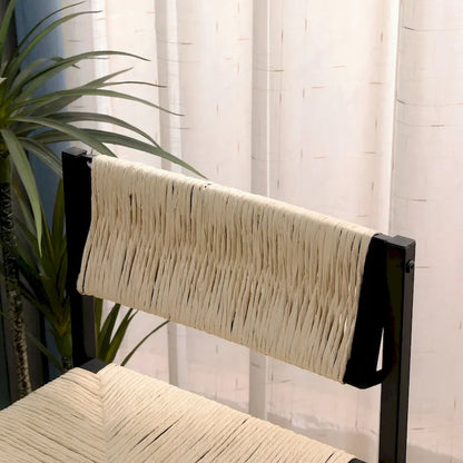 Bar Stools Set of 2 Paper Rope Weave Dining Chairs