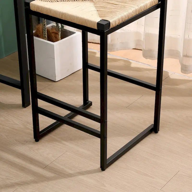 Bar Stools Set of 2 Paper Rope Weave Dining Chairs