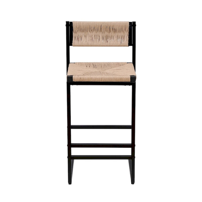 Bar Stools Set of 2 Paper Rope Weave Dining Chairs