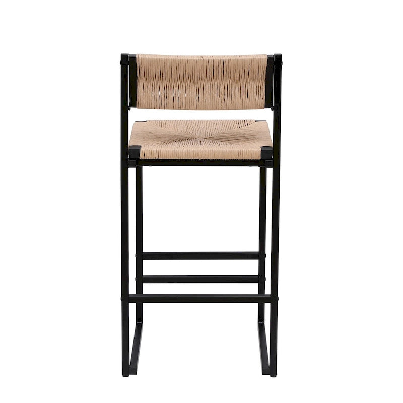 Bar Stools Set of 2 Paper Rope Weave Dining Chairs