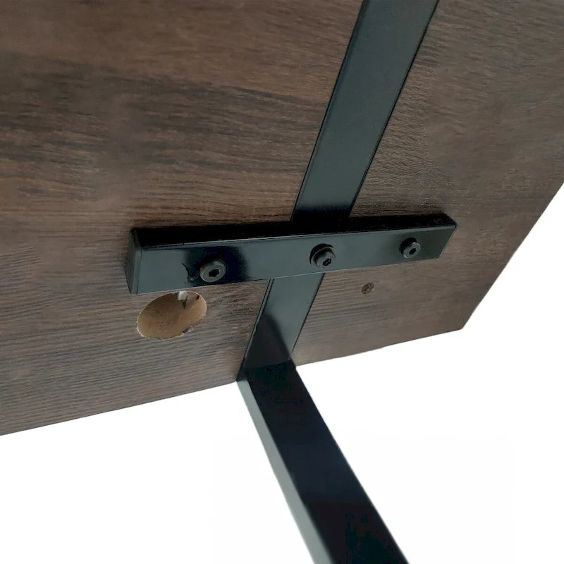 MDF Wood Colour Dining Table and Modern Dining Chairs Set of 4, Mid Century Wooden Kitchen Table Set, Metal Base & Legs