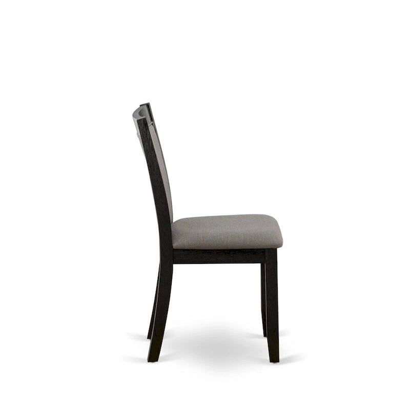 East West Furniture 7 Piece Dinette Set- a Dining Table and 6 Linen Fabric Parson Chairs, Black(Fabric Color Options)