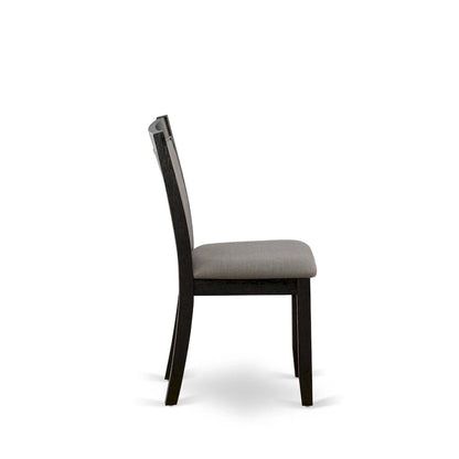 East West Furniture 7 Piece Dinette Set- a Dining Table and 6 Linen Fabric Parson Chairs, Black(Fabric Color Options)