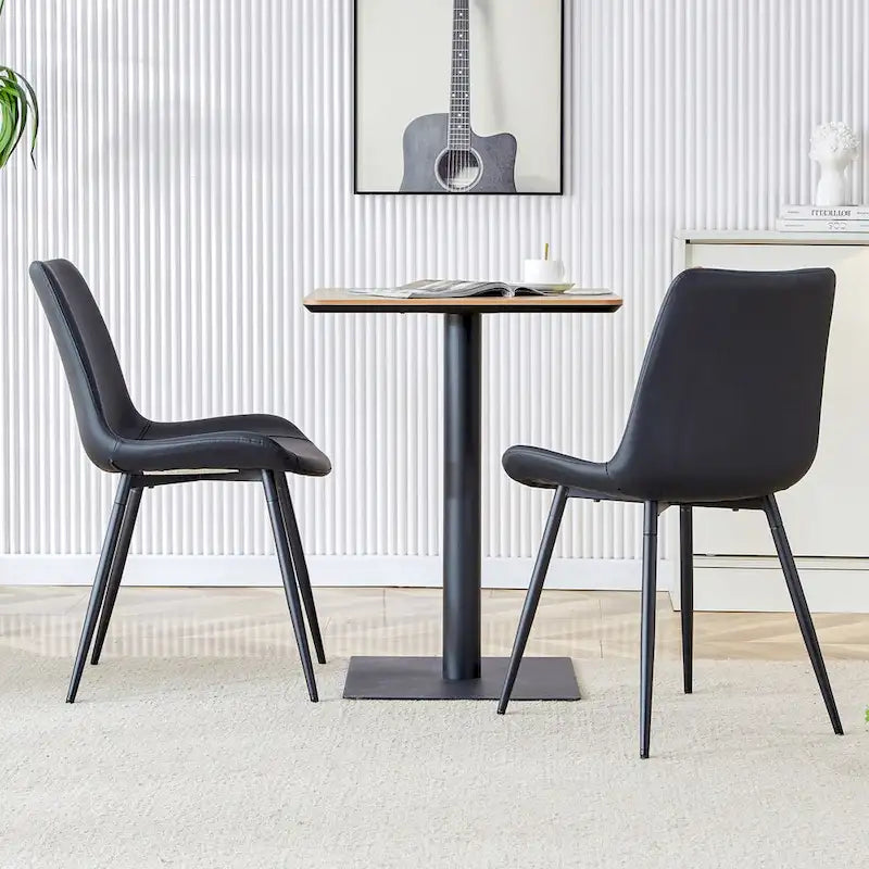 A Set Of 4 Style Restaurant Cushioned Chairs With Suede Backrests And Black Metal Legs,Suitable For Kitchens,Lounges,Farmhouses