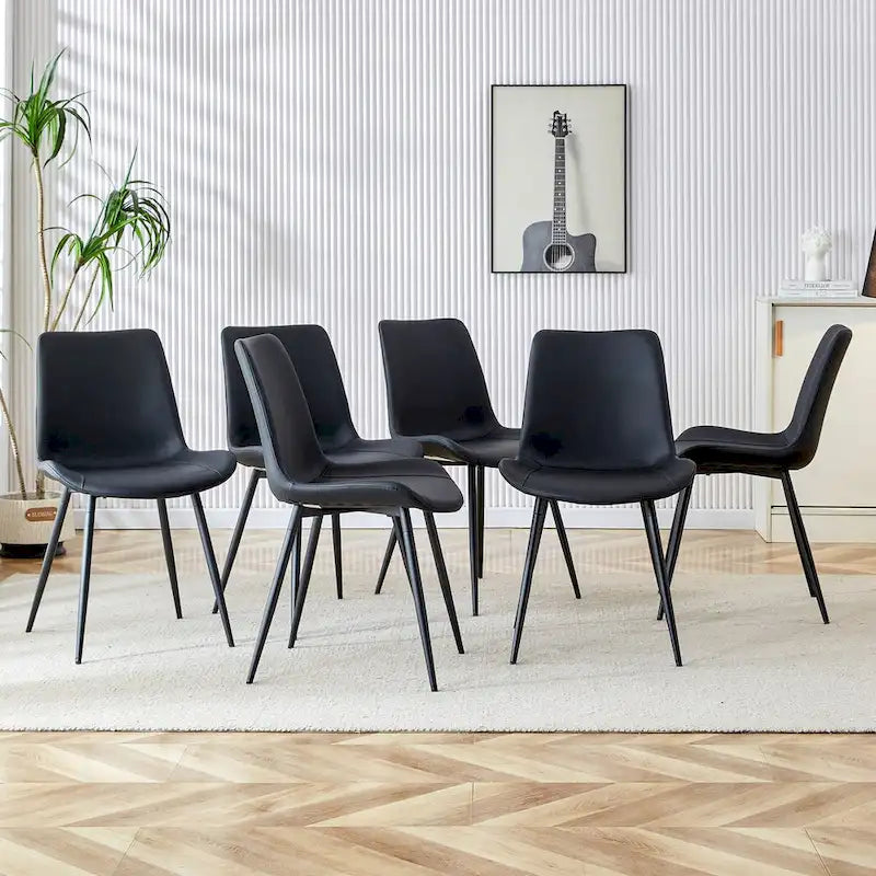 A Set Of 4 Style Restaurant Cushioned Chairs With Suede Backrests And Black Metal Legs,Suitable For Kitchens,Lounges,Farmhouses