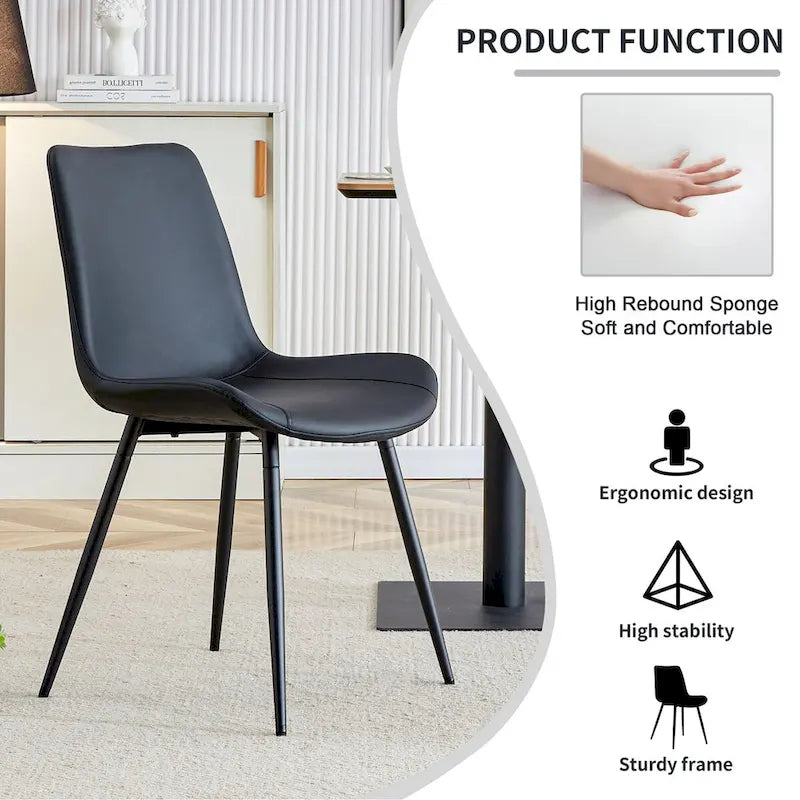 A Set Of 4 Style Restaurant Cushioned Chairs With Suede Backrests And Black Metal Legs,Suitable For Kitchens,Lounges,Farmhouses