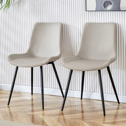 A Set Of 4 Style Restaurant Cushioned Chairs With Suede Backrests And Black Metal Legs,Suitable For Kitchens,Lounges,Farmhouses